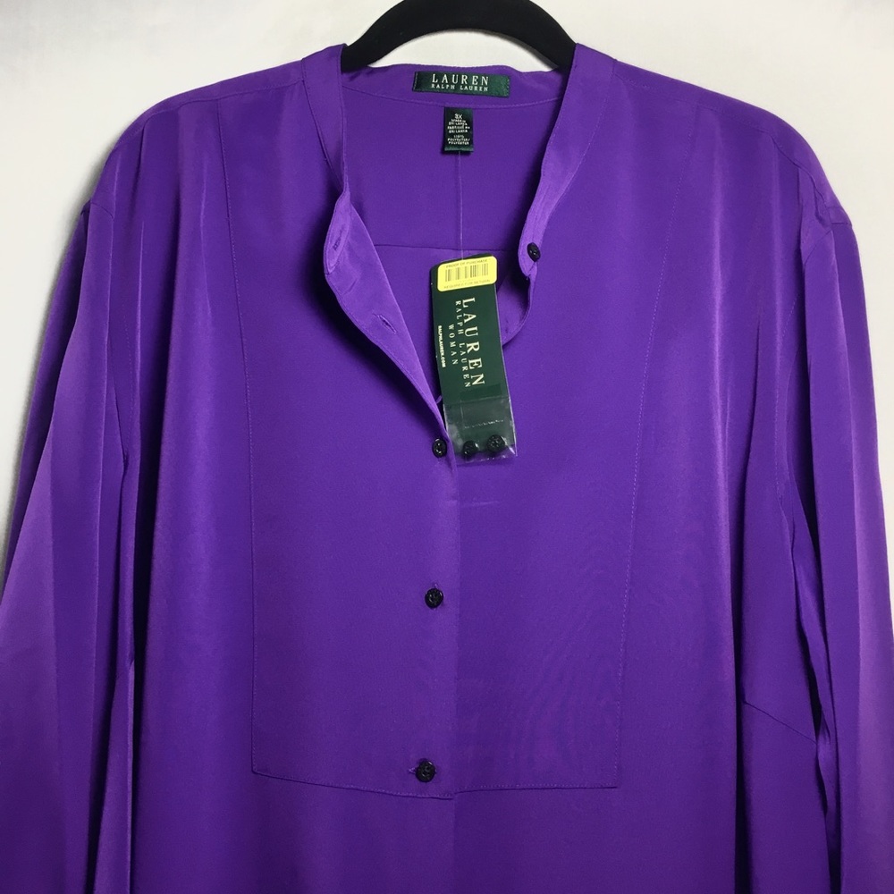 Ralph Lauren 3XL Button Up Purple Blouse Top NWT